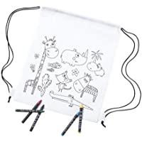 Los mejores  - MIRVEN - Lote 20 Mochilas Infantiles Animales para Colorear. Cada Una Incluye 5 Ceras de Colores Fiestas de Cumpleaños